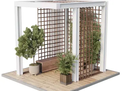 Landscape furniture with pergola and roof garden 31 3D model