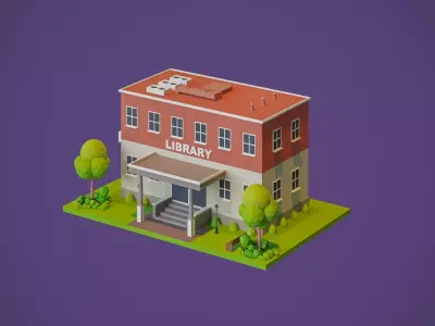 Library Building Low-poly 3D model