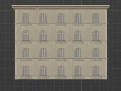 highpoly building with windows and balconies Free 3D model