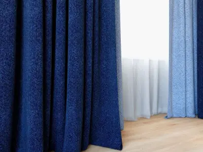 Curtains 13 Curtains with Tulle 3D model