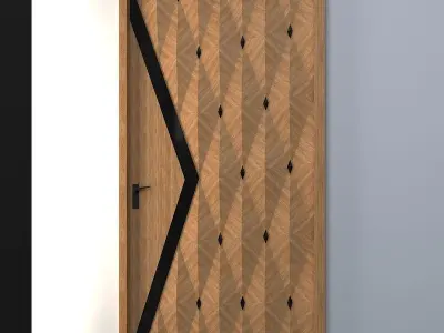 3d door modern wooden design Low-poly 3D model