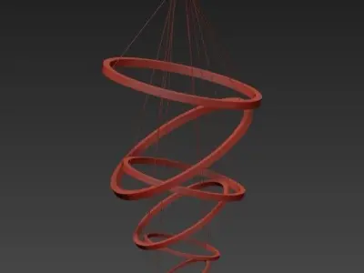 Gold metal pendant lamp 3D model