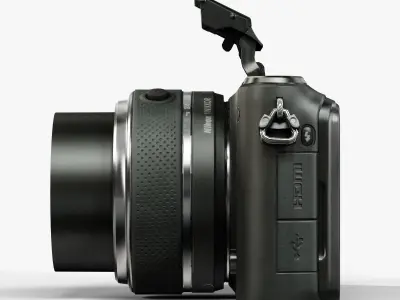 Nikon 1 S1 mirrorless digital camera Kit 11-27-5mm lens Low-poly 3D model