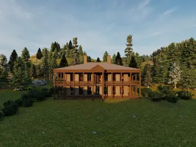 Vilage in forest-old house 3D model