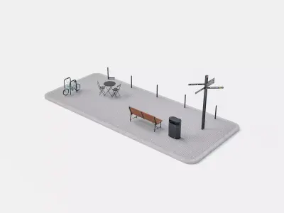 Prague street furniture collection 3D model