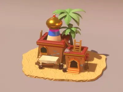 Arabian market lowpoly  Low-poly 3D model