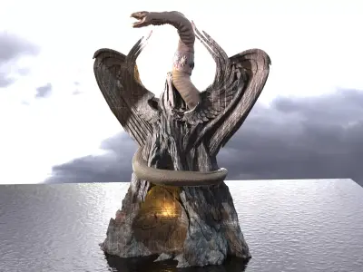 Curved Nephilim Serpant Winged cliffs  3D model