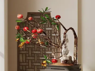 Floral arrangement in vase 3D model