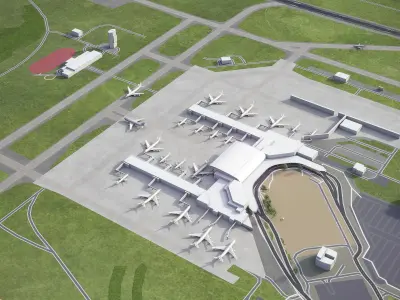 Budapest Airport Low-poly 3D model