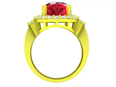 Oval Center Stone Ring with Double Diamond Halo 6579 3D print model