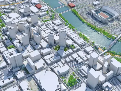 Nashville Downtown Tennessee USA Low-poly 3D model