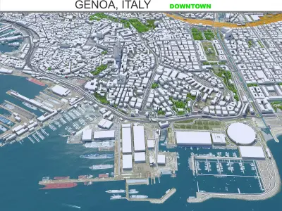Genoa Downtown Italy  Low-poly 3D model