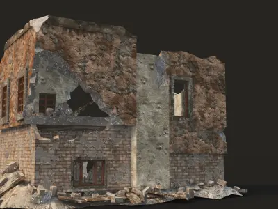 DESTROYED BUILDING 04 Low-poly 3D model