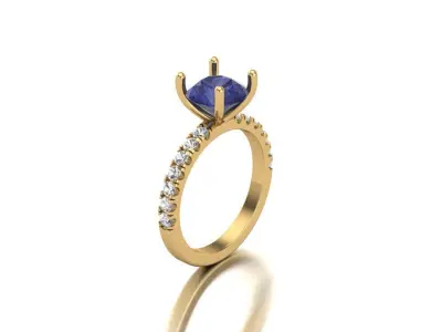 The Round Sapphire with Diamond Accented Shank Ring 3D print model purchase