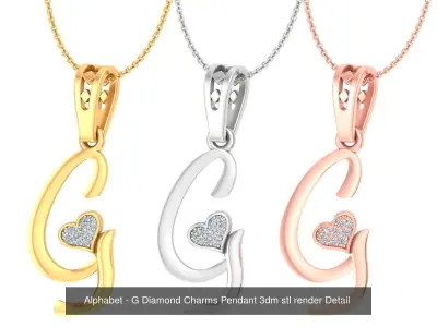 26 Alphabet Letter Diamond Charms Pendant Necklace  3D Model Pack
