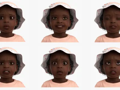  Little African Girl Light Skin in Summer Rigged for Maya 