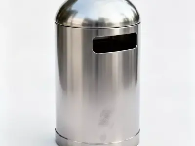 Modern Brushed Steel Street Litter Bin 3D Model Low-poly 3D model