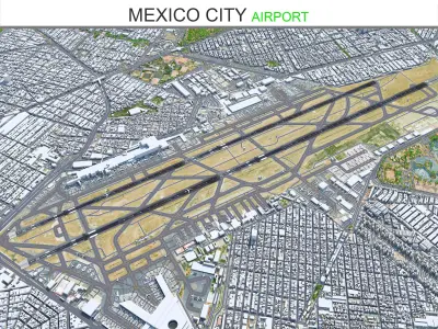 Mexico City Airport 10km Low-poly 3D model