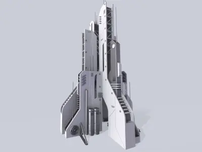 Futuristic building Low-poly 3D model buy