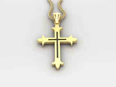 High Cross Pendant Light Gold 18K 4CP053 3D print model