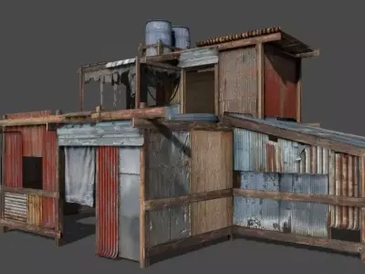 Lowpoly shanty house Low-poly 3D model