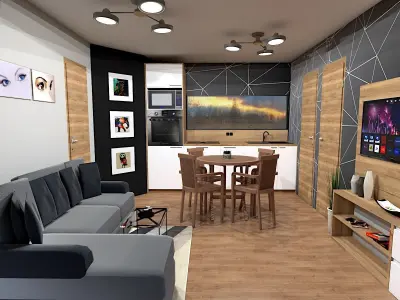 modern mobile home tiny house vacation house on 40m2 3D model