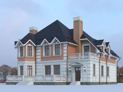 Mansion victorian house at dusk 3D model