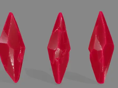 crystal set three crystals Low-poly 3D model