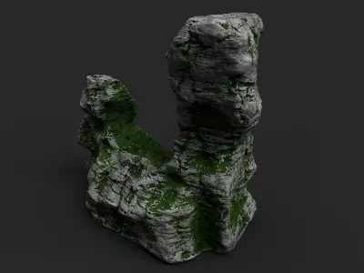 Mossy Cliff Rock 23-9 Low-poly 3D model