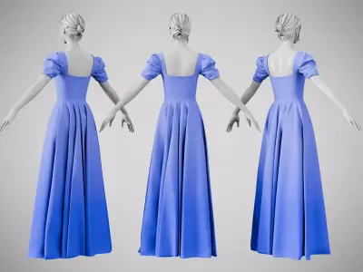 Dress 07 Very Light Blue Low-poly 3D model