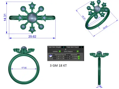 Women Ring  Render 3dm STL OBJ FBX Details 3D print model 236