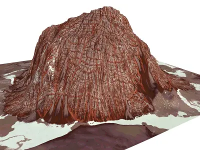 Red Snow ICE Mountain Canyon Desert Low Poly Terrain Rock 2 Low-poly 3D model purchase
