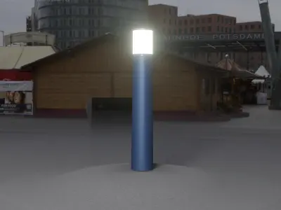 Low-Poly Blue Light Column 11 - Street Light Set-9 Low-poly 3D model