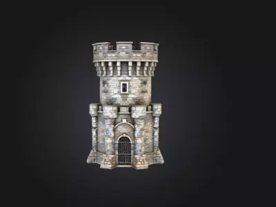 Stone Fortress Tower Low-poly 3D model