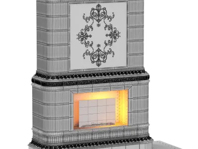 Classic fireplace with tiles 3D model