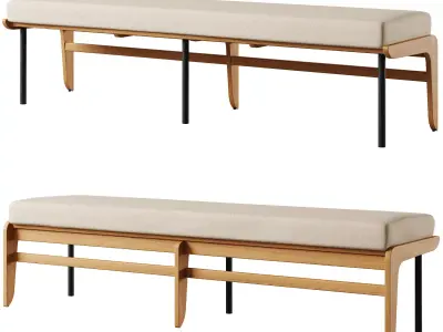 Kinney Teak Outdoor Dining Bench  3D model