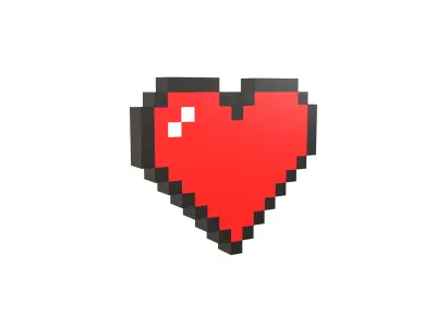 Pixel Heart Pack v2 01 Low-poly 3D model