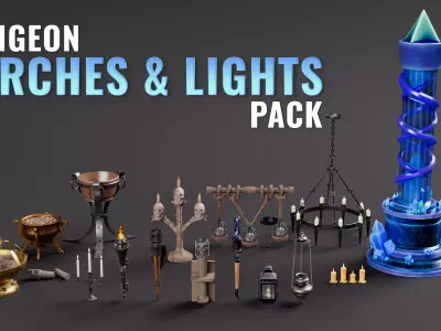 Medieval Torch Pack - 16 Game Ready Lighting Props