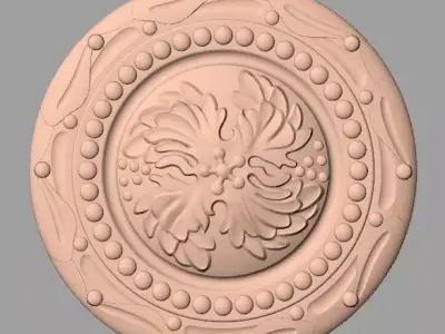 Furniture decoration round flower 3D STL model for CNC E913 3D model
