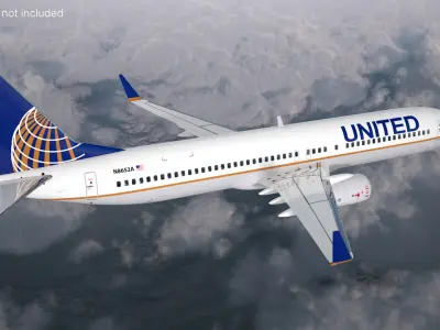  United Airlines Boeing 737-900 with Interior Rigged for Cinema 4D 