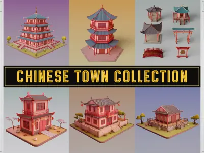 Chinese Town 3D Model Pack