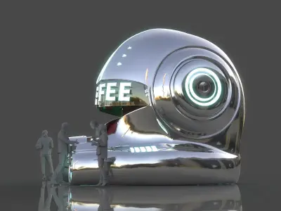 Helmet-Themed Coffee Shop 3D model