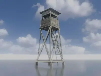 Hunting Pulpit with Roof 7m Low-poly 3D model