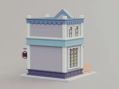 cartoon bookstore 01 Low-poly 3D model