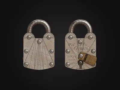 Padlock PBR Low-poly 3D model Low-poly 3D model