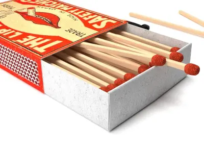 Matchbox and Matches Set 3D model