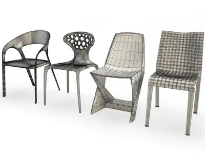 Outdoor Plastic Black Chairs 3D model