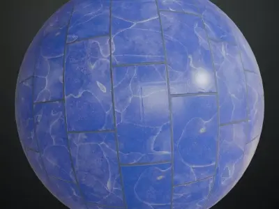 Luxury High-Gloss Lapis Lazuli Stone Tiles PBR Seamless Texture