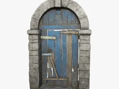 Medieval Wooden Door Low-poly 3D model