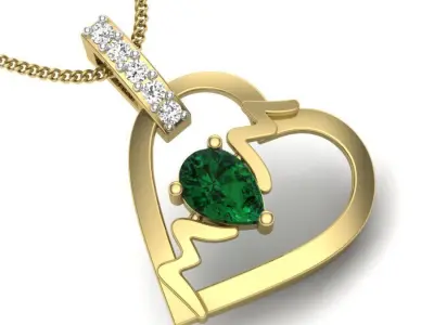 Women heart Pear Stone Pendant 3dm render detail 3D print model